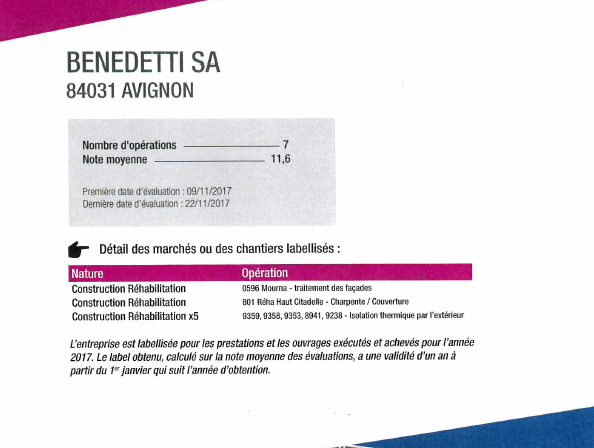 Renouvellement pour 2018 du label Excellence par Grand Delta Habitat
